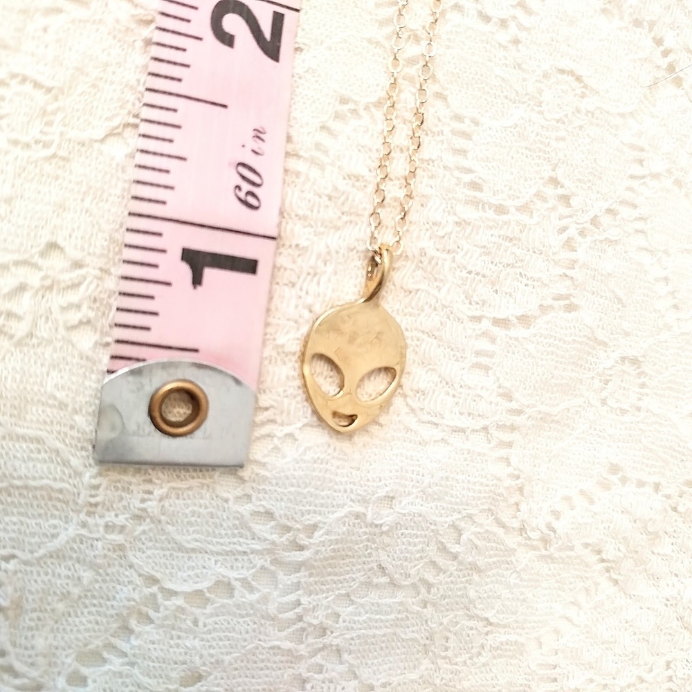 Friendly Little Alien Gold Necklace - Picture 2 of 3